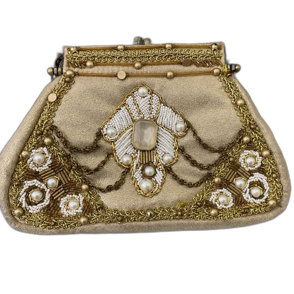 Vintage Mary Frances Beaded Fairy Gypsy Evening Bag Bejeweled kiss lock *